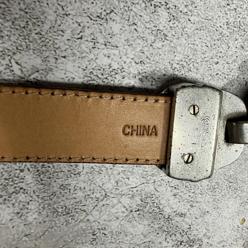 Vintage Western Leather Belt Womens Med/Large Brown Braided Tassel Silver Buckle